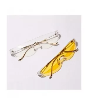 Triangle Sunglasses Woman One Piece Lens Retro Transparent Glasses Women Cat Eye - Yellow - CR18SM5ZHEG $7.64 Cat Eye