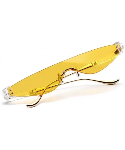 Triangle Sunglasses Woman One Piece Lens Retro Transparent Glasses Women Cat Eye - Yellow - CR18SM5ZHEG $7.64 Cat Eye