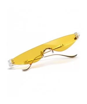 Triangle Sunglasses Woman One Piece Lens Retro Transparent Glasses Women Cat Eye - Yellow - CR18SM5ZHEG $7.64 Cat Eye