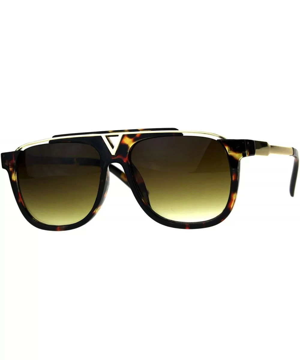 Luxury Flat Top Racer Mob Plastic Rectangular Mens Sunglasses - Tortoise Gold - CU180OX2WUK $8.19 Rectangular