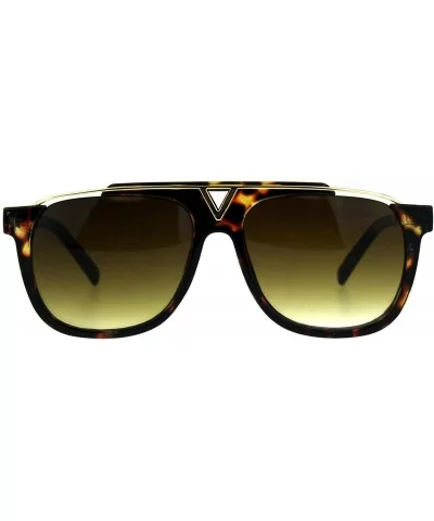 Luxury Flat Top Racer Mob Plastic Rectangular Mens Sunglasses - Tortoise Gold - CU180OX2WUK $8.19 Rectangular