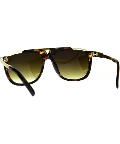 Luxury Flat Top Racer Mob Plastic Rectangular Mens Sunglasses - Tortoise Gold - CU180OX2WUK $8.19 Rectangular