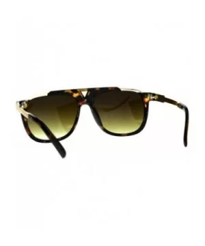 Luxury Flat Top Racer Mob Plastic Rectangular Mens Sunglasses - Tortoise Gold - CU180OX2WUK $8.19 Rectangular