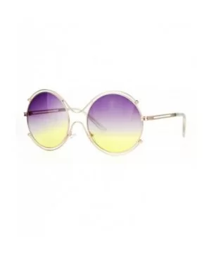 Womens Fashion Sunglasses Round Circle Double Metal Rim Color Gradient Lens - Gold (Purple Yellow) - CC1884A6GDU $6.32 Round