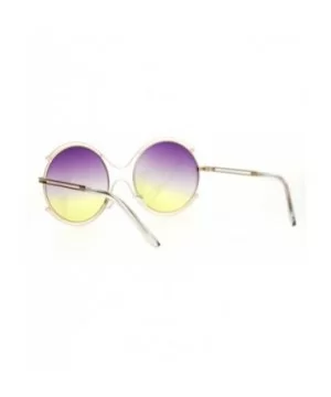 Womens Fashion Sunglasses Round Circle Double Metal Rim Color Gradient Lens - Gold (Purple Yellow) - CC1884A6GDU $6.32 Round