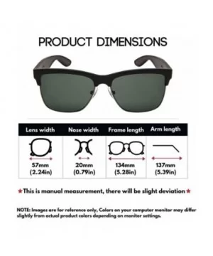 Vintage Horn Rimmed Square Sunglasses for Men Women with Metal Accent Real Wood Bammbo Arm - C618UNGA97S $8.91 Square