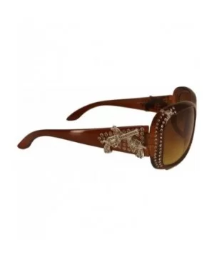 Fashion Six Shooters Rhinestone Western Sunglasses (Brown - Brown) - C212M52KD95 $9.23 Rectangular