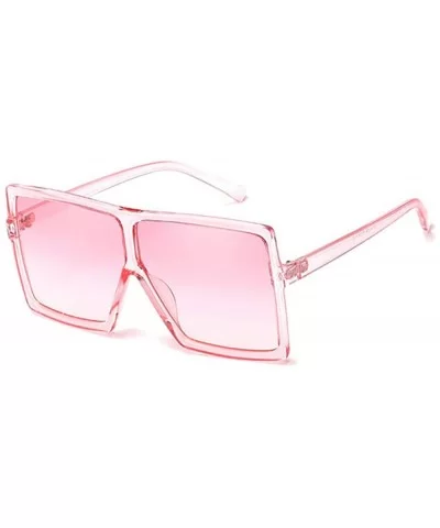 Oversized Square Sunglasses for Women Men Flat Top Shades Sunglasses - Transparency-pink - CH18OWG87EC $6.75 Square