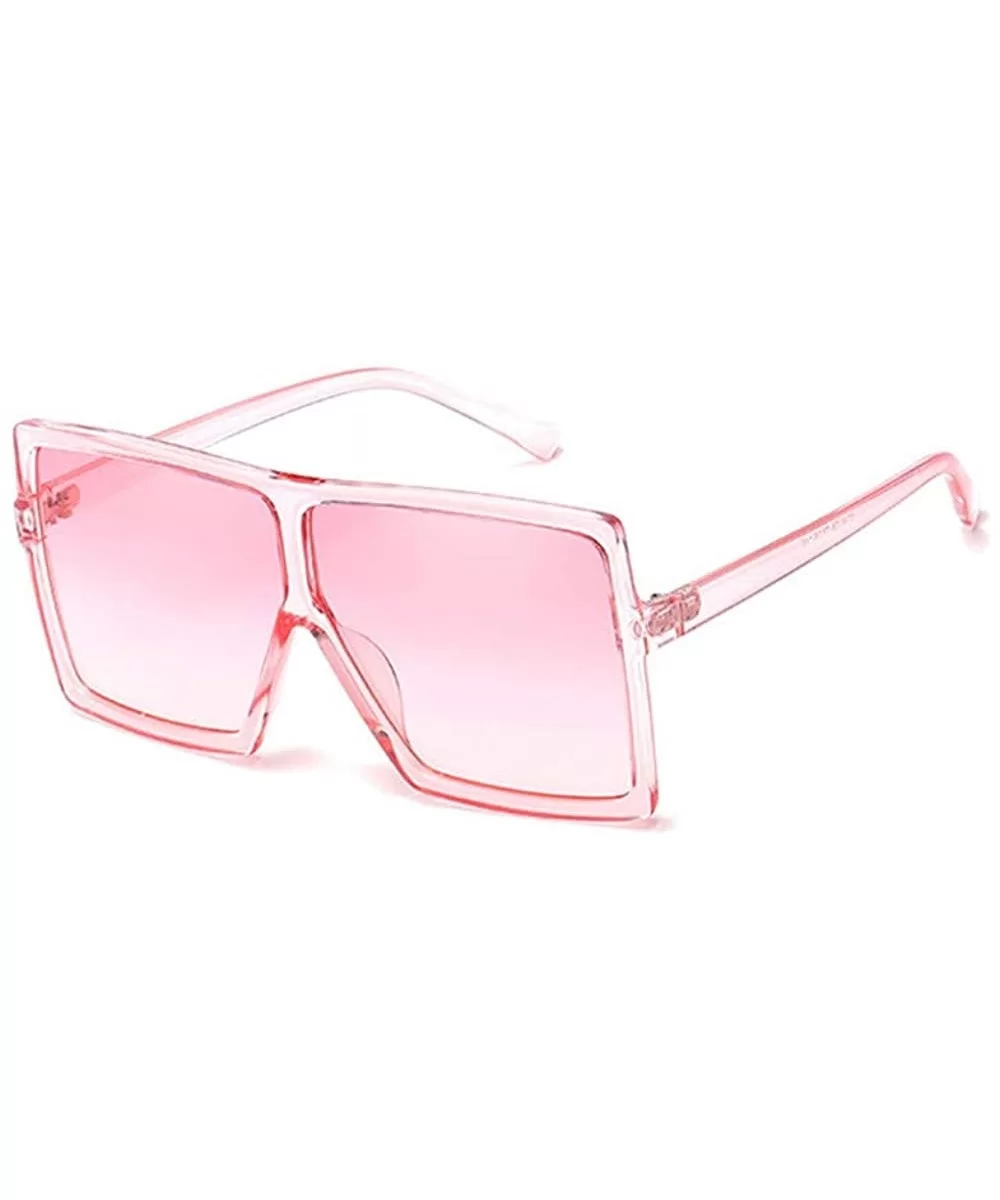 Oversized Square Sunglasses for Women Men Flat Top Shades Sunglasses - Transparency-pink - CH18OWG87EC $6.75 Square