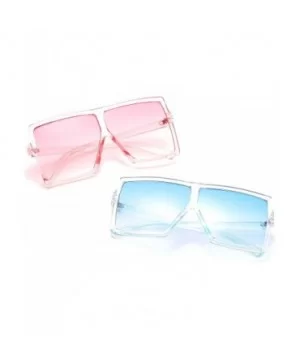 Oversized Square Sunglasses for Women Men Flat Top Shades Sunglasses - Transparency-pink - CH18OWG87EC $6.75 Square