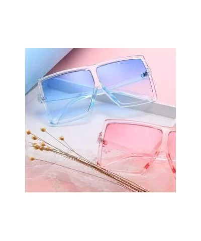 Oversized Square Sunglasses for Women Men Flat Top Shades Sunglasses - Transparency-pink - CH18OWG87EC $6.75 Square