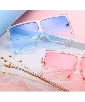 Oversized Square Sunglasses for Women Men Flat Top Shades Sunglasses - Transparency-pink - CH18OWG87EC $6.75 Square