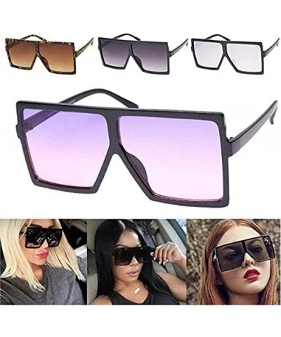 Oversized Square Sunglasses for Women Men Flat Top Shades Sunglasses - Transparency-pink - CH18OWG87EC $6.75 Square