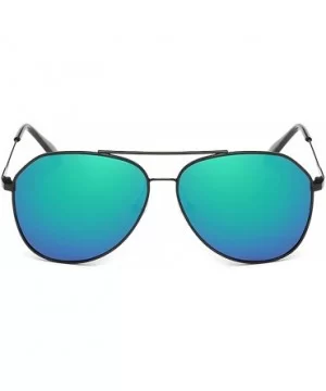 Unisex Mirrored Polarized Aviator Sunglasses Classic Retro Designer Uv400 60mm - Black/Green - CH12EEU2PUB $8.04 Aviator