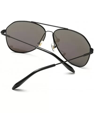 Unisex Mirrored Polarized Aviator Sunglasses Classic Retro Designer Uv400 60mm - Black/Green - CH12EEU2PUB $8.04 Aviator