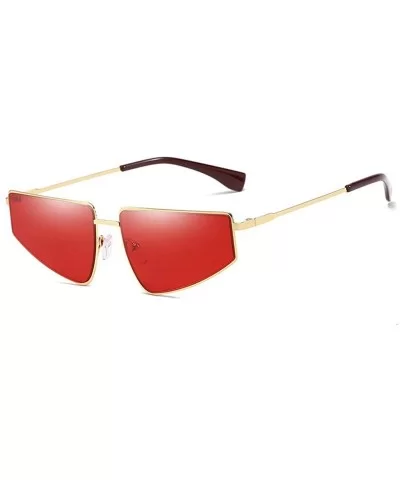 Hot New Brand Designer Unisex Square Flat Top Hip Hop Punk Sunglasses Retro Metal Frame UV400 - Red - CA18M9UQ2KU $9.68 Square