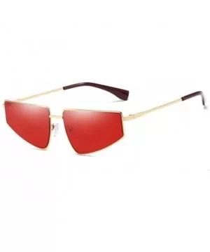 Hot New Brand Designer Unisex Square Flat Top Hip Hop Punk Sunglasses Retro Metal Frame UV400 - Red - CA18M9UQ2KU $9.68 Square