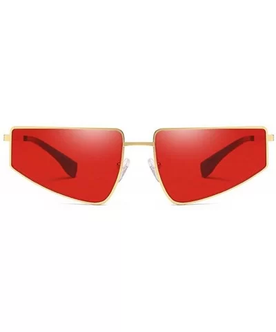 Hot New Brand Designer Unisex Square Flat Top Hip Hop Punk Sunglasses Retro Metal Frame UV400 - Red - CA18M9UQ2KU $9.68 Square