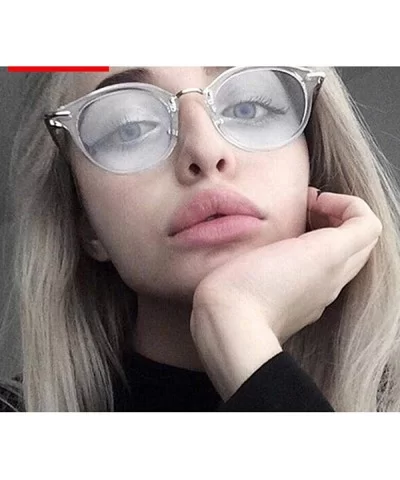 2019 Transparent Metal Sunglasses Women Mirror Classic Vintage Street Black - Transparentwhite - CJ18Y5WIYT2 $6.96 Oversized