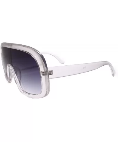 Designer Mens Womens Aviator Wrap Around Turbo Shield Sunglasses - Transparent/Silver - CV18UNC2QDN $8.48 Aviator