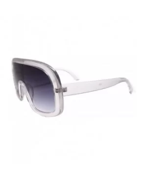 Designer Mens Womens Aviator Wrap Around Turbo Shield Sunglasses - Transparent/Silver - CV18UNC2QDN $8.48 Aviator