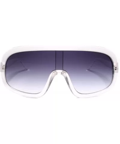 Designer Mens Womens Aviator Wrap Around Turbo Shield Sunglasses - Transparent/Silver - CV18UNC2QDN $8.48 Aviator