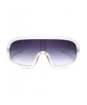 Designer Mens Womens Aviator Wrap Around Turbo Shield Sunglasses - Transparent/Silver - CV18UNC2QDN $8.48 Aviator