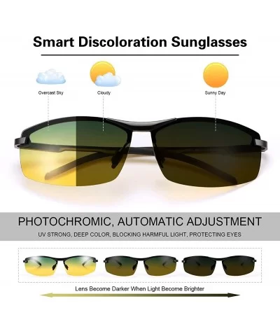 Men's Photochromic Polarized Sunglasses Day and Night Driving Sports Glasses - A557 Gradient Lens - CI199HQUDWK $25.80 Sport