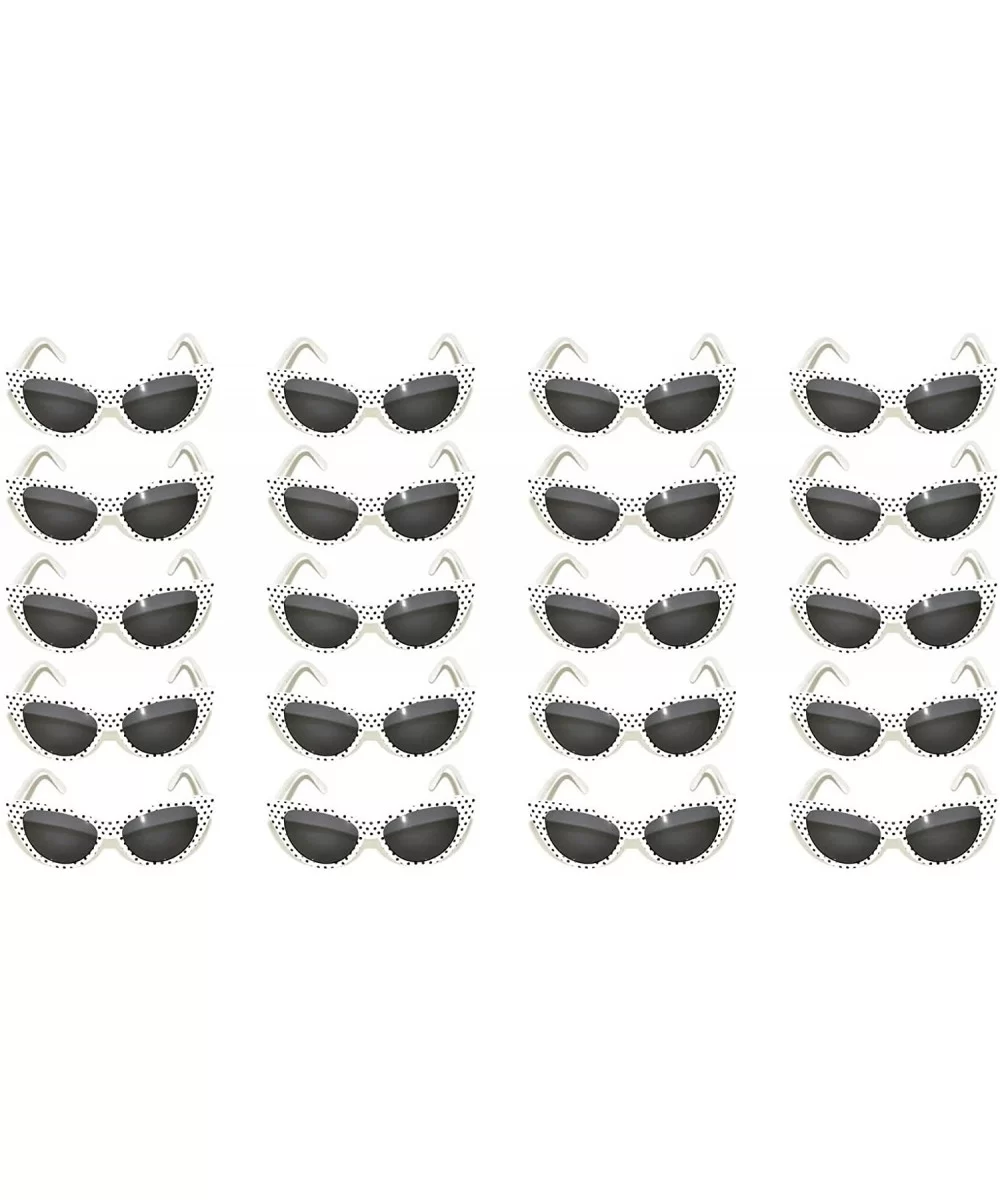 20 Pirs Wholesale Lot Cat Eye Sunglasses Colored Plastic Frame Colored Lens - 20_pairs_white-dots-frame_smoke - CW18CGLHWYS $...