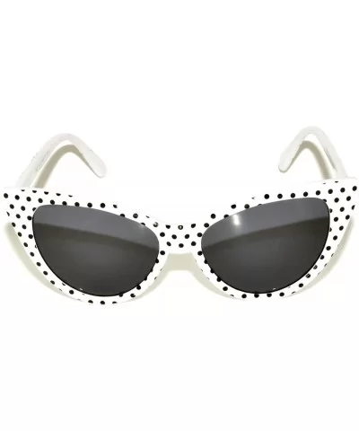 20 Pirs Wholesale Lot Cat Eye Sunglasses Colored Plastic Frame Colored Lens - 20_pairs_white-dots-frame_smoke - CW18CGLHWYS $...