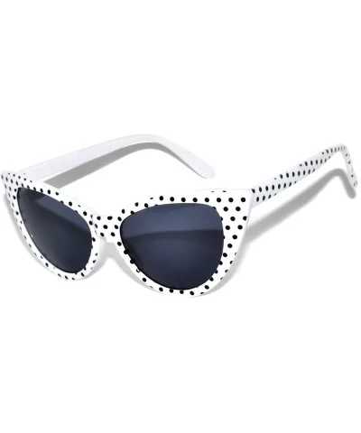 20 Pirs Wholesale Lot Cat Eye Sunglasses Colored Plastic Frame Colored Lens - 20_pairs_white-dots-frame_smoke - CW18CGLHWYS $...