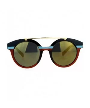 Mirrored Mirror Lens Retro Top Metal Bridge Horn Rim Sunglasses - Black Brown - CX12IS300HF $10.93 Wayfarer