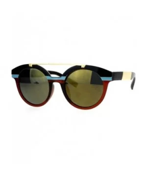 Mirrored Mirror Lens Retro Top Metal Bridge Horn Rim Sunglasses - Black Brown - CX12IS300HF $10.93 Wayfarer