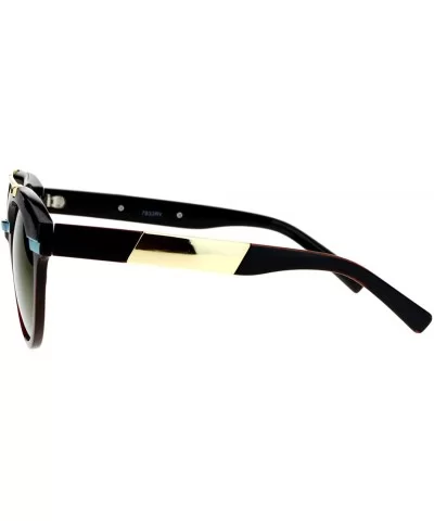 Mirrored Mirror Lens Retro Top Metal Bridge Horn Rim Sunglasses - Black Brown - CX12IS300HF $10.93 Wayfarer