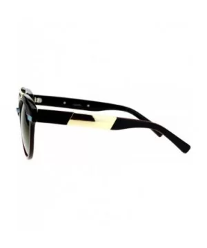 Mirrored Mirror Lens Retro Top Metal Bridge Horn Rim Sunglasses - Black Brown - CX12IS300HF $10.93 Wayfarer