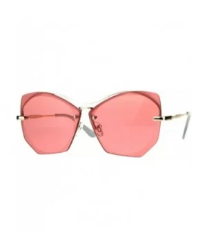 Womens Squared Butterfly Oversize Rimless Designer Sunglasses - Gold Pink - C4189UTRHZW $9.54 Butterfly