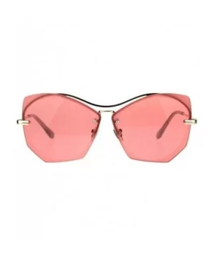 Womens Squared Butterfly Oversize Rimless Designer Sunglasses - Gold Pink - C4189UTRHZW $9.54 Butterfly