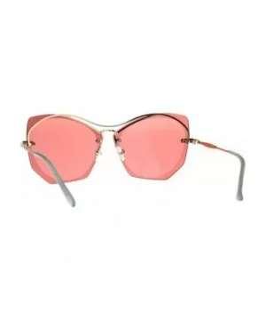 Womens Squared Butterfly Oversize Rimless Designer Sunglasses - Gold Pink - C4189UTRHZW $9.54 Butterfly