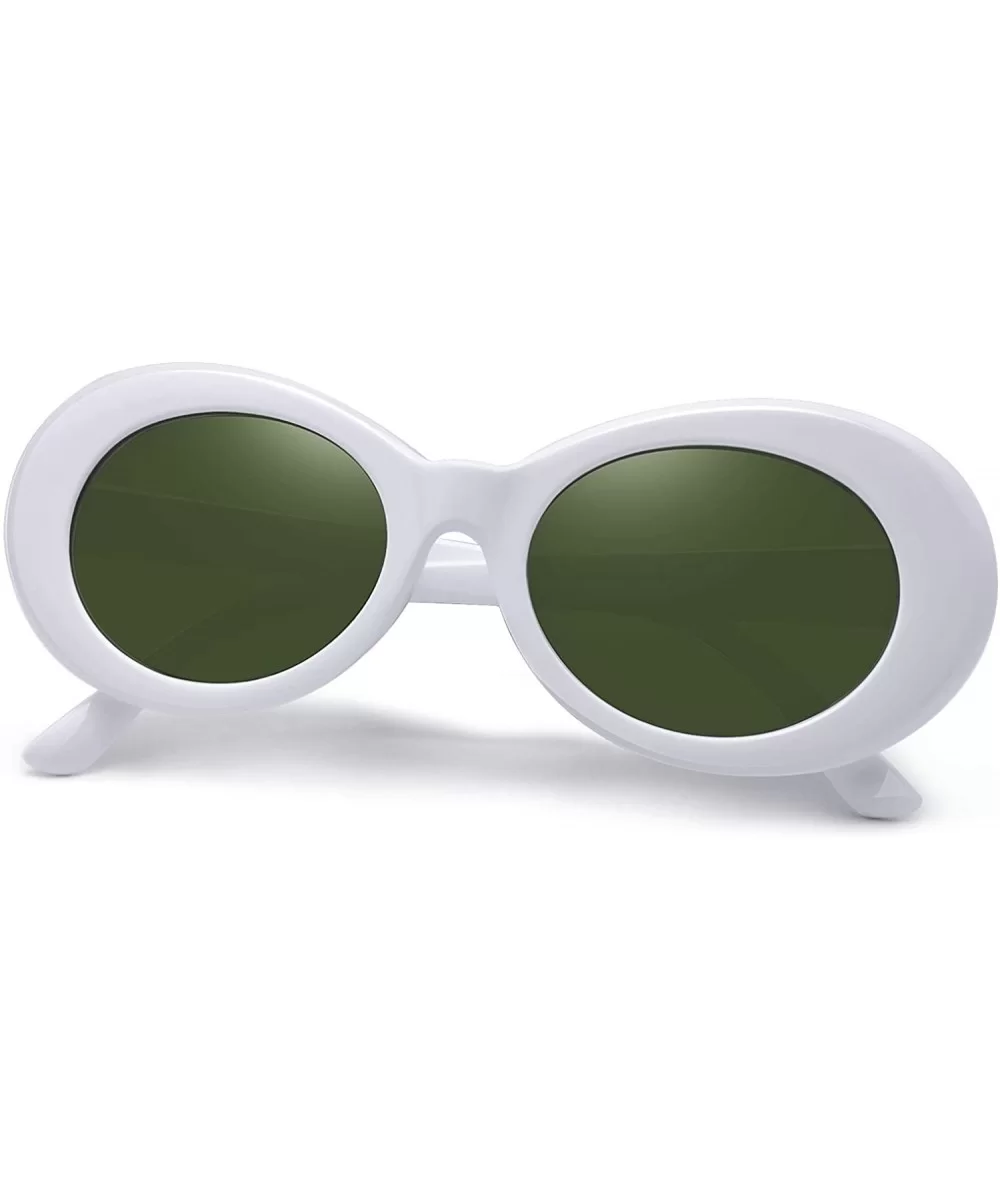 Polarized Sunglasses for Women Men - Retro Clout Sun Glasses with Oval Thick Frame - White G15 - C3189UNERXL $7.33 Square