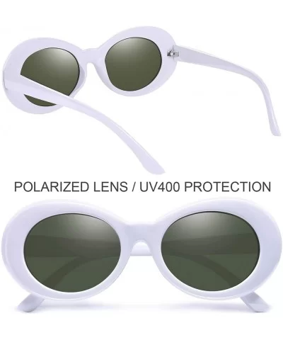 Polarized Sunglasses for Women Men - Retro Clout Sun Glasses with Oval Thick Frame - White G15 - C3189UNERXL $7.33 Square