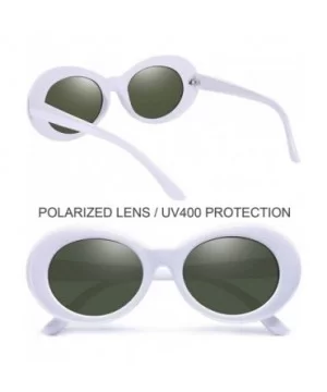 Polarized Sunglasses for Women Men - Retro Clout Sun Glasses with Oval Thick Frame - White G15 - C3189UNERXL $7.33 Square