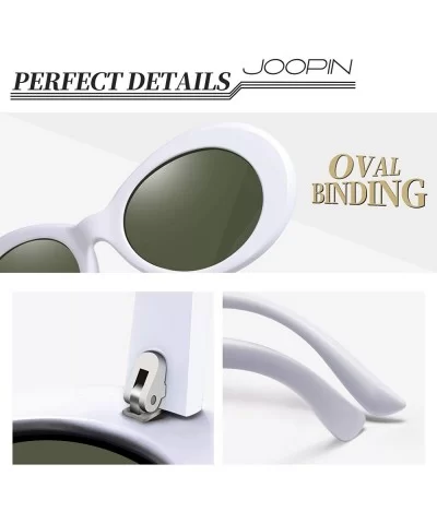 Polarized Sunglasses for Women Men - Retro Clout Sun Glasses with Oval Thick Frame - White G15 - C3189UNERXL $7.33 Square