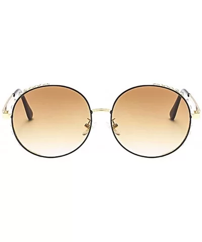 Women Fashion Round Pearl Frame Sunglasses UV Protection Sunglasses - Brown Lens - CH18UNWGQYR $10.18 Round