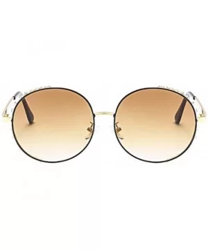 Women Fashion Round Pearl Frame Sunglasses UV Protection Sunglasses - Brown Lens - CH18UNWGQYR $10.18 Round