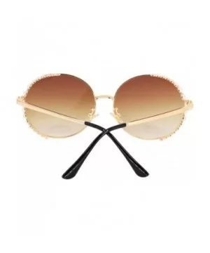 Women Fashion Round Pearl Frame Sunglasses UV Protection Sunglasses - Brown Lens - CH18UNWGQYR $10.18 Round