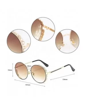 Women Fashion Round Pearl Frame Sunglasses UV Protection Sunglasses - Brown Lens - CH18UNWGQYR $10.18 Round