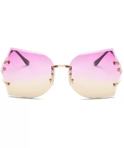 Vintage Rimless Sunglasses Women Gradient Women Rimless Sun Glasses Ladies Pink Clear Glasses Female - C118Y49CRLM $20.19 Rim...