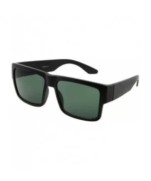 Square Black Super Dark Sunglasses - Men Women - Stylish Modern Model Gangster - Black Green Lens - C1196C0UCZY $6.64 Square