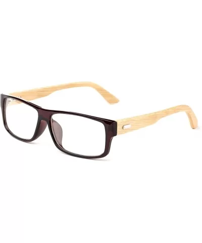 "Kayden" Retro Unisex Plastic Fashion Clear Lens Glasses - Bamboo Brown - CM182W3YX2C $9.72 Goggle