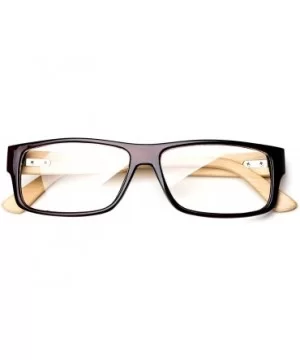 "Kayden" Retro Unisex Plastic Fashion Clear Lens Glasses - Bamboo Brown - CM182W3YX2C $9.72 Goggle